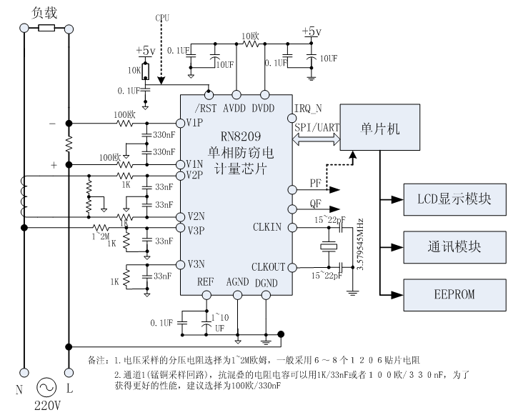 艾锐达RENERGY锐能微RN8209C多功能防窃电交、直流单相计量芯片